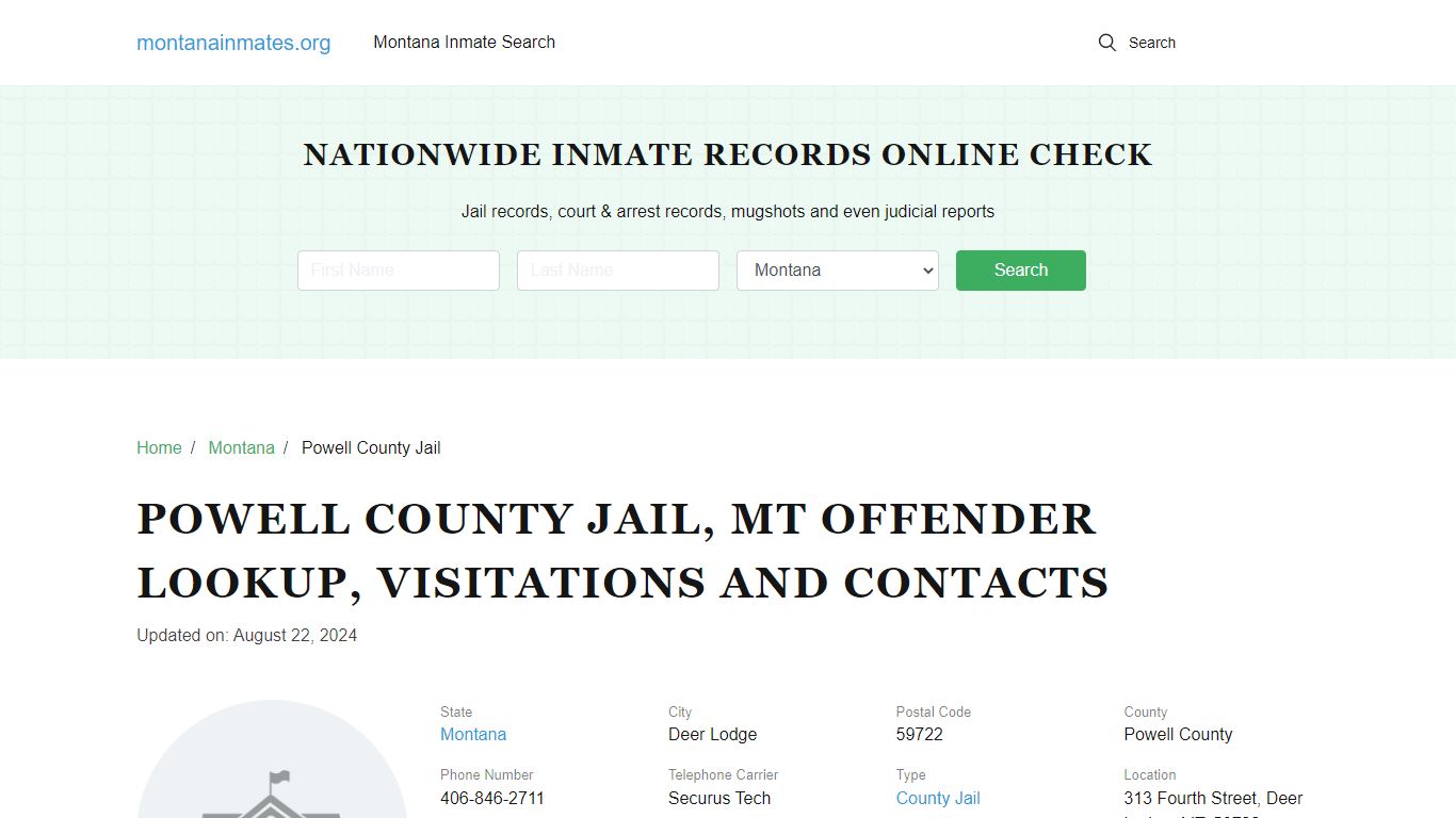 Powell County Jail, MT: Inmate Search Options, Visitations, Contacts